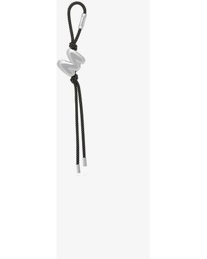 MICHAEL Michael Kors Mkadorno Para Bolso En Tono Plateado Con Cordón Moteado E Inicial - Blanco