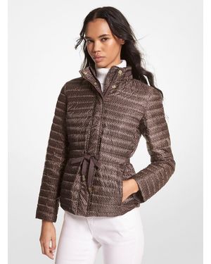MICHAEL Michael Kors Logo Satin Ciré Packable Puffer Jacket - Brown