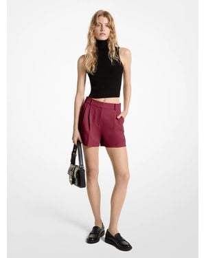 MICHAEL Michael Kors Mk Pleated Crepe Shorts - Red