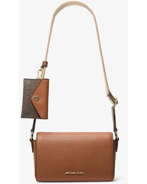 Michael Kors Outlet Mk Vincent Small Saffiano Leather Crossbody Bag With Signature Logo Card Case - White
