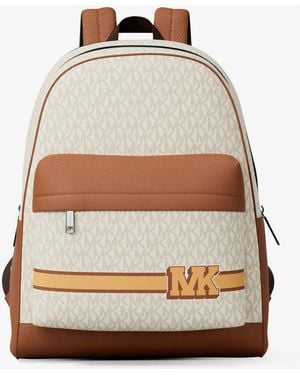 Michael Kors Pacey Embellished Striped Signature Logo Backpack - Natural