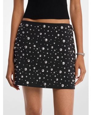 MICHAEL Michael Kors Mk Studded Stretch Crepe Mini Skirt - Black