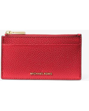MICHAEL Michael Kors Mk Jet Set Small Pebbled Leather Card Case - Red