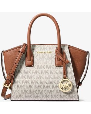 Michael Kors Outlet Mk Avril Extra-Small Signature Logo Satchel - Natural