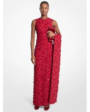 Michael Kors Michael Kors Hand-Embroidered Floral Double Crepe Sablé Gown