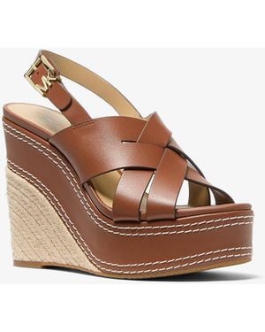MICHAEL Michael Kors Mk Nora Leather Wedge Sandal - Brown
