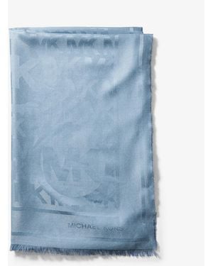 Michael Kors Outlet Mkpañuelo De Jacquard Con Logotipo - Azul