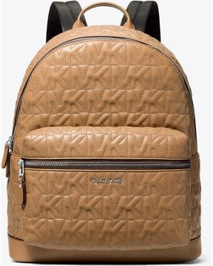 Michael Kors Mk Hudson Medium Logo Embossed Dome Backpack - Natural