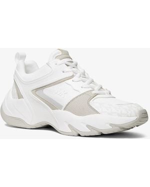 Michael Kors Mk Chase Mixed-Media Trainer - White