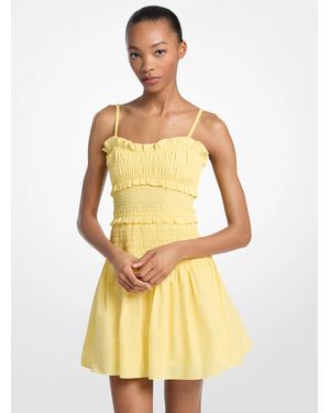MICHAEL Michael Kors Mk Smocked Cotton Poplin Tank Dress - Yellow