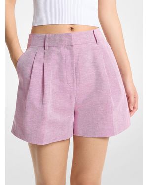MICHAEL Michael Kors Mkpantalón Corto Plisado De Lino Y Algodón - Rosa