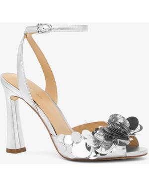 Michael Kors Mk Loretta Sequin Embellished Metallic Sandal - White