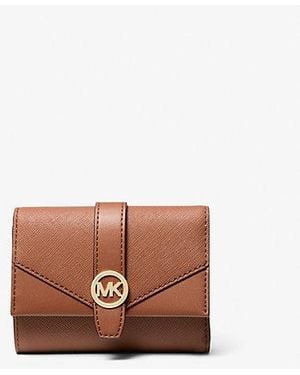Michael Kors Greenwich Medium Saffiano Leather Trifold Wallet - Brown