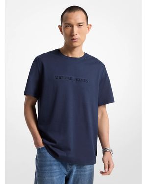 Michael Kors Logo Embossed Cotton T-Shirt - Blue
