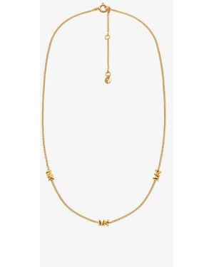 Michael Kors Mkcollar De Plata De Ley Chapada En Metales Preciosos Con Logotipo - Blanco