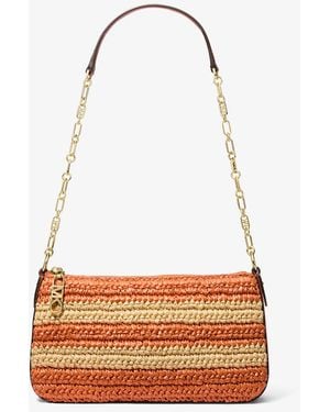 MICHAEL Michael Kors Mk Empire Medium Hand-Crocheted Straw Chain-Link Pochette - White