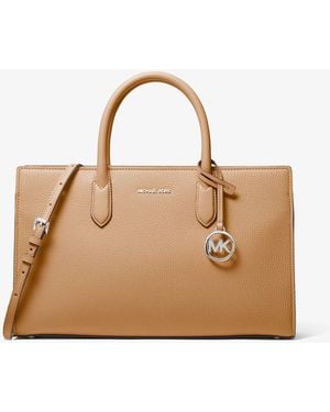 MICHAEL Michael Kors Scarlett Medium Textured Satchel - Natural
