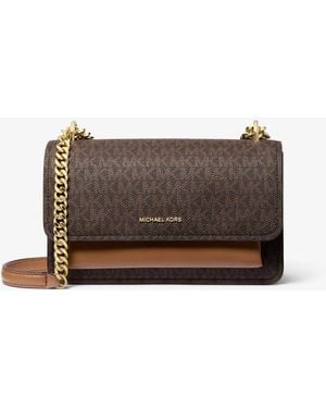 MICHAEL Michael Kors Mk Borsa A Spalla Claire Grande Con Stampa Logo - Marrone