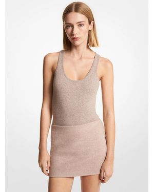 Michael Kors Mk Stretch Cashmere Scoop-Neck Bodysuit - Natural