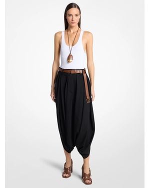 Michael Kors Draped Tissue Wool Culottes - Black