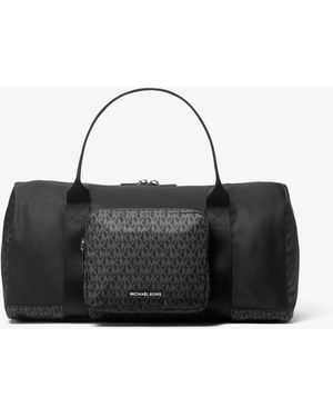 Michael Kors Mk Tanner Nylon And Printed Signature Logo Weekender Bag - Black