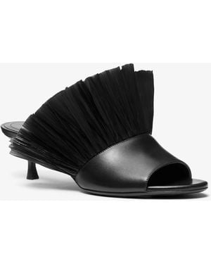 Michael Kors Michael Kors Catarina Leather And Fringe Mule - Black