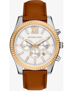 Michael Kors Oversized Lexington Two-Tone And Leather Watch - White