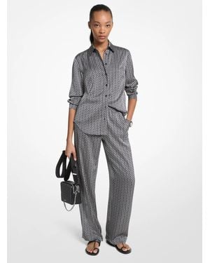 MICHAEL Michael Kors Mk Mk2000 Logo Print Satin Shirt - Grey