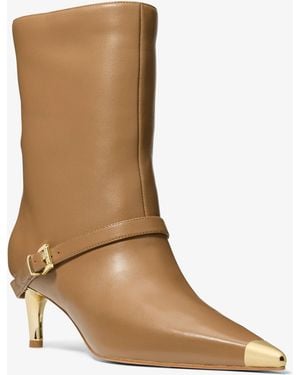 Michael Kors Kasia Leather Buckle Boot - Brown