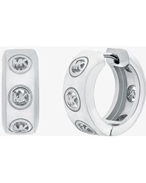Michael Kors Logo Huggie Earrings - White