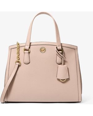 MICHAEL Michael Kors Mk Chantal Medium Pebbled Leather Satchel - Natural