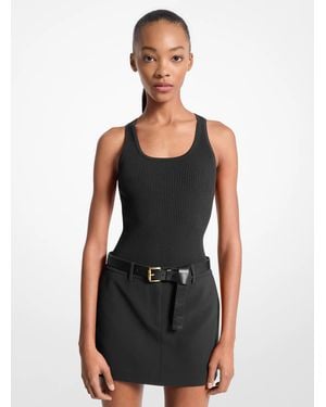 MICHAEL Michael Kors Mk Ribbed Scoop-Neck Vest - Black