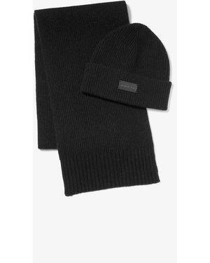 Michael Kors Mkset De Bufanda Y Gorro De Lana - Negro