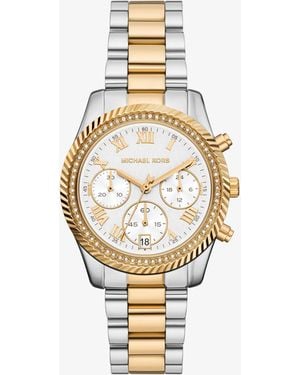 Michael Kors Lexington Pavé Two-Tone Watch - Metallic