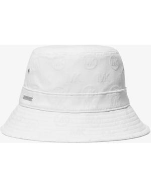 Michael Kors Logo Embossed Stretch Cotton Bucket Hat - White