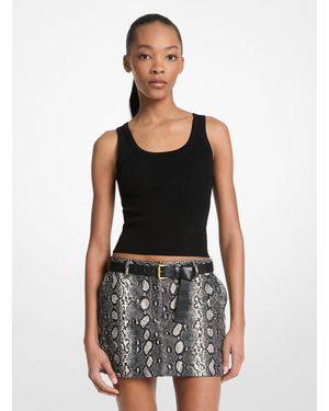 MICHAEL Michael Kors Mk Snake Embossed Leather Mini Skirt - Black