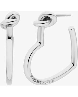 Michael Kors Knotted Heart Hoop Earrings - Metallic