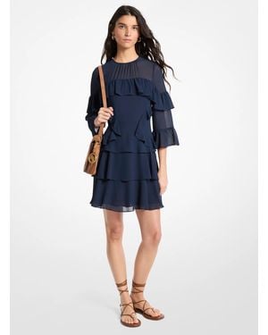 MICHAEL Michael Kors Mk Ruffled Georgette Mini Dress - Blue