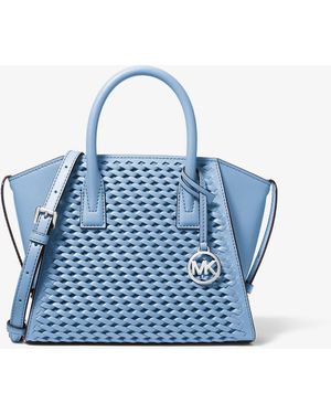 Michael Kors Outlet Mk Avril Small Woven Satchel - Blue