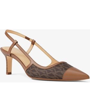 MICHAEL Michael Kors Mk Alora Signature Logo Slingback Pump - Natural