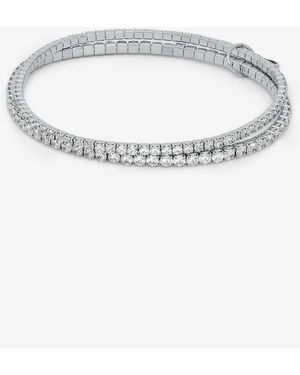 Michael Kors Mkpulsera De Tenis Doble De Latón Chapado En Metal Precioso - Blanco
