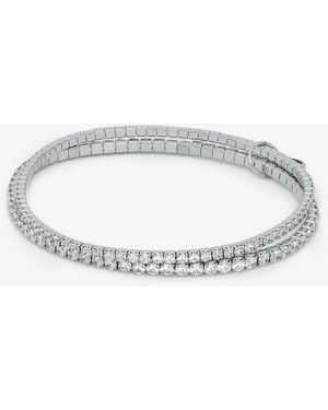 Michael Kors Bracciale tennis a doppio giro in ottone placcato in metallo prezioso - Bianco