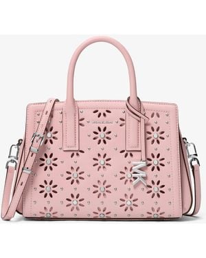 Michael Kors Mk Laila Small Embellished Laser Cut Leather Satchel - Pink