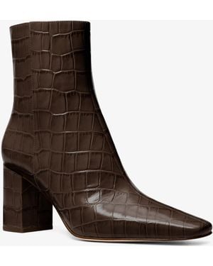 MICHAEL Michael Kors Mk Elise Crocodile Embossed Leather Boot - White