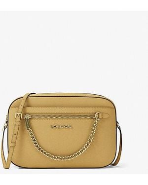 Michael Kors Jet Set Large Saffiano Leather Crossbody Bag - Yellow