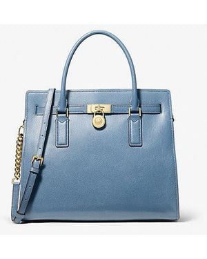 Michael Kors Hamilton Moderne Large Leather Satchel - Blue