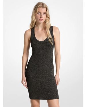 Michael Kors Stretch Knit Logo Tape Midi Tank Dress in Black | Lyst