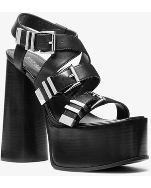 MICHAEL Michael Kors Darrington Leather Platform Sandal - Black