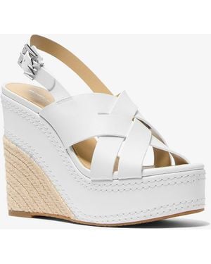 MICHAEL Michael Kors Mk Nora Leather Wedge Sandal - White