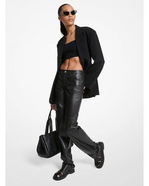MICHAEL Michael Kors Mk Straight-Leg Leather Trousers - White